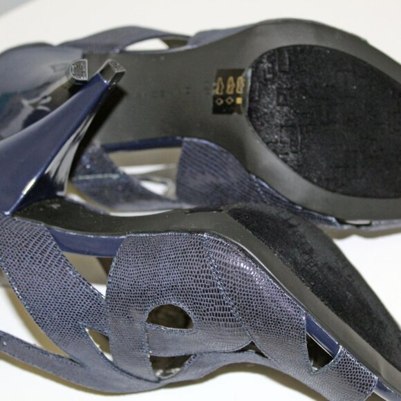 Bandolino Janeta High Heel Sandals Size 7.5M, Bleu Snakeskin Print - Picture 10 of 13
